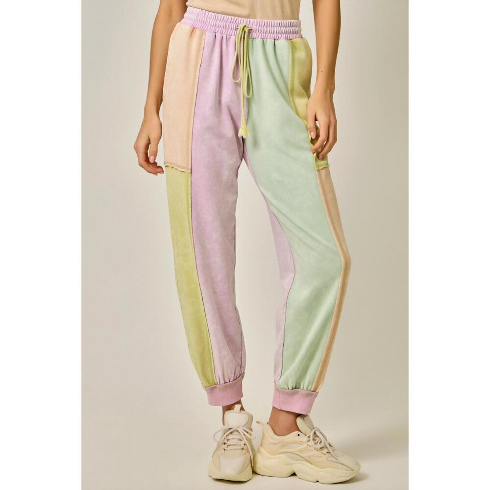 NEW MYSTREE color block sweatpants in pastel